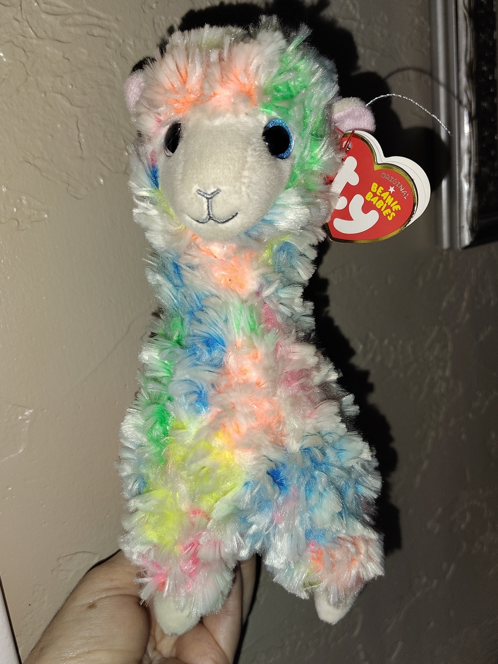 Ty Multicolor Plush Llama Lola with Neon Accents